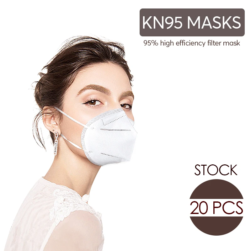 

20PCS KN95 Mask Dust-proof PM2.5 Anti-virus Anti-Coronavirus N95 Disposable 4-Layer Filter Masks 1PCS Breathable Protective MASK