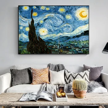

Famous Van Gogh Starry Night Oil Paintings Print On Canvas Starry Night Decorative Pictures For living Room Cuadros Decoration