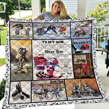

3D To My Son Puck Quilt Cartoon Bed Cover Quilted Bedspreads Digital Printed Comforters Fashionable Aircondition Quilt For Home