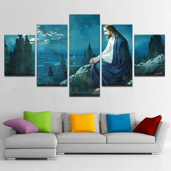 

5 Panel Decorative Painting Printed Jesus Christ Religious Painting Canvas Print Room Decor Poster Picture Canvas Art Painting