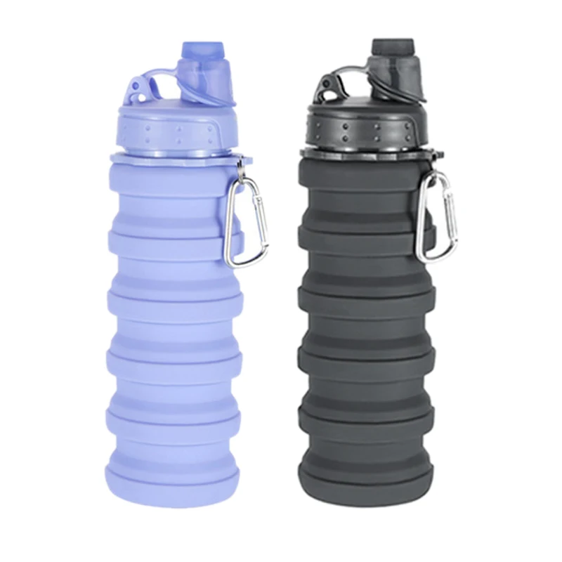 

NEW-2Pack 500ML Collapsible Water Bottle,BPa Free Silicone Foldable Travel Water Bottle Set Lightweight/Eco-Friendly Water Bottl