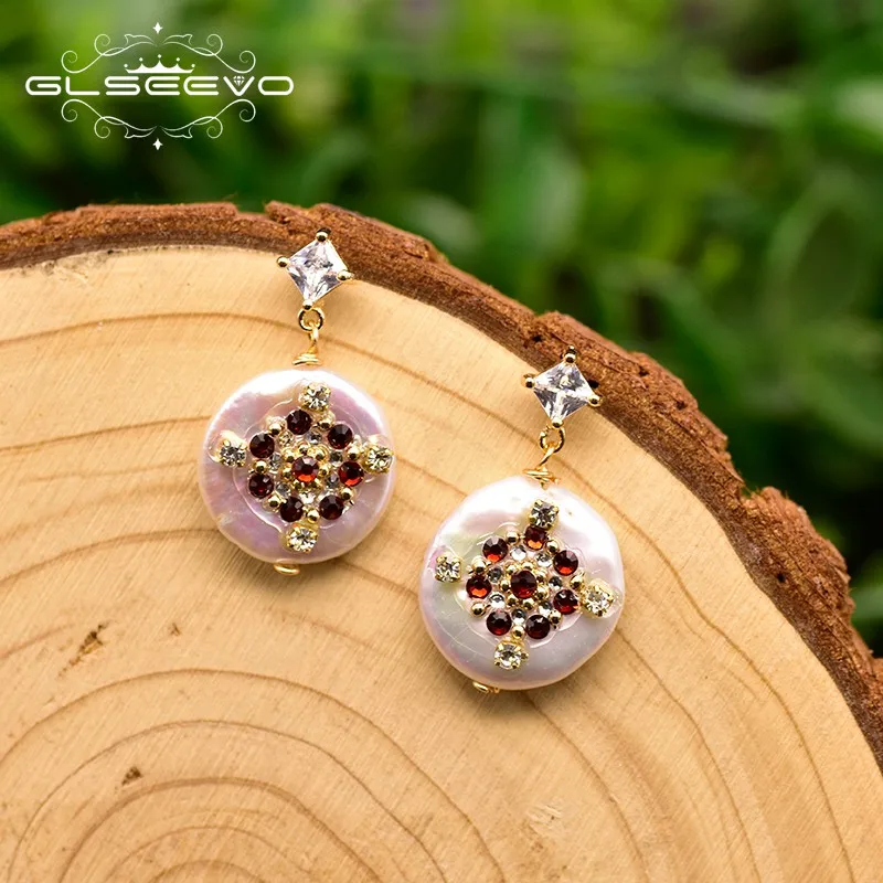 Серьги подвески GLSEEVO с жемчугом в стиле барокко для женщин и девушек подарок на