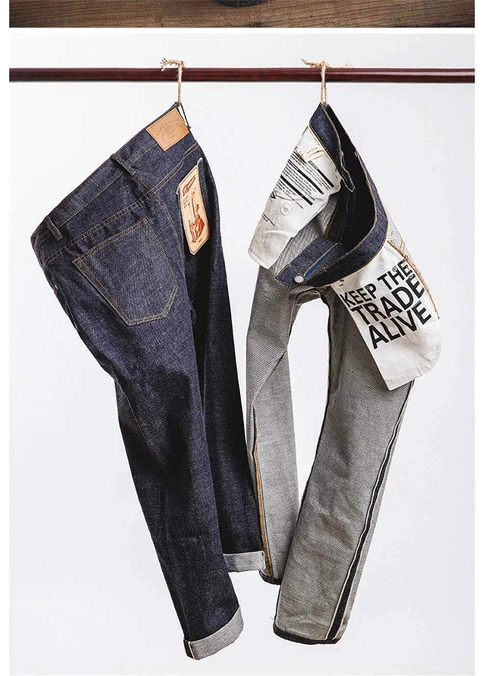 Xiu Luo новые модные классические мужские винтажные прямые джинсы Индиго с каймой