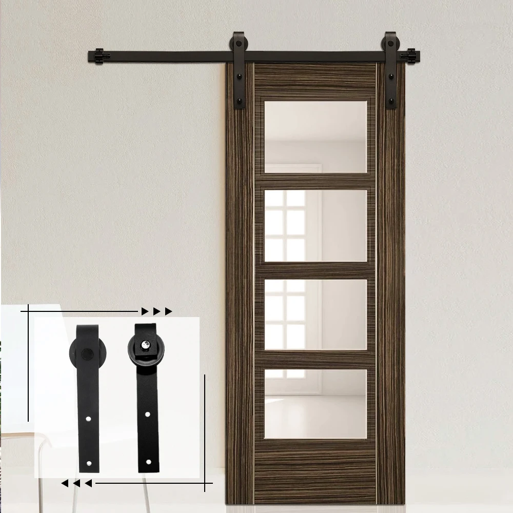 Sliding Barn Door Hardware Kit 6.6FT Carbon Steel Antique Track Kit Closet Slide Rail Roller Hangers with Screws for Single Wooden Door