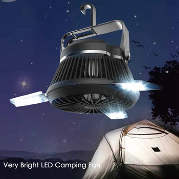 

Ceiling Fan with Portable LED Camping Lantern Solar Power USB Rechargeable Tent Light Fan for Outdoor Camping Hiking
