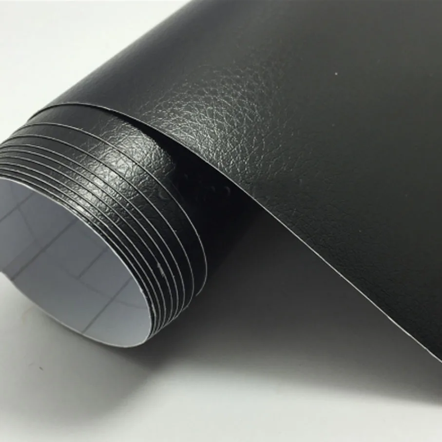 

Good Black Leather Grain Texture Vinyl Car Wrap Sticker Decal Film Sheet Adhesive Sticker Interior Car Styling Covering Wrapping
