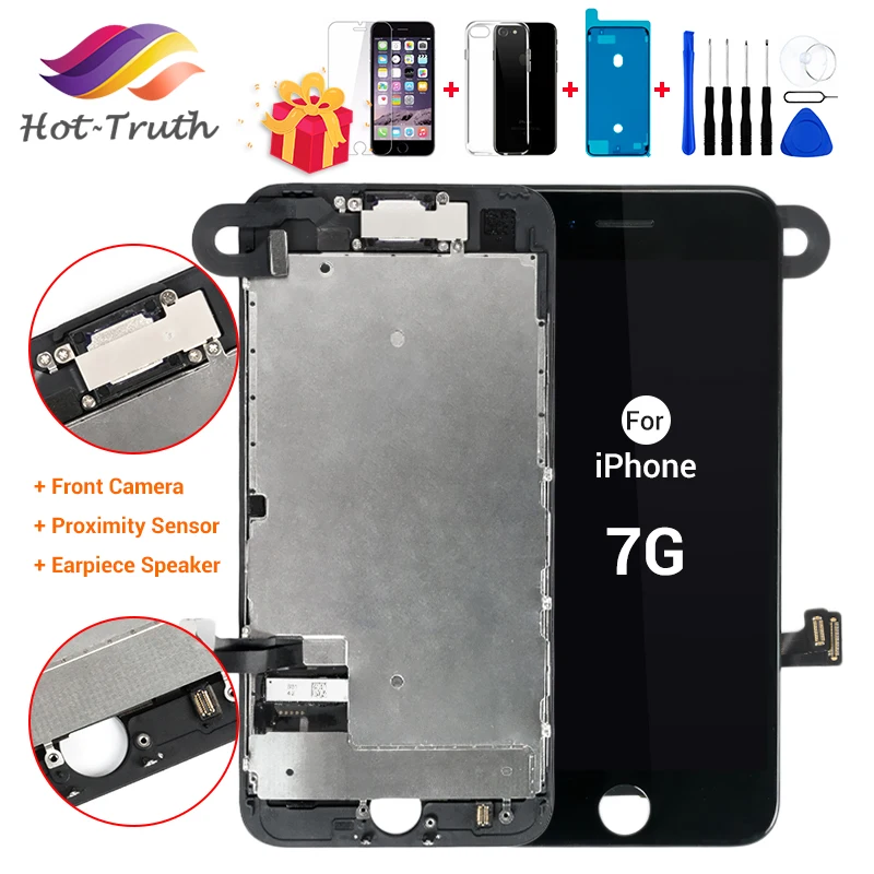 Kopen 1Pcs Oem Lcd Voor Iphone 7 7 Plus Display Volledige Set Digitizer Vergadering 3D Touch Screen Vervanging + Front camera + Oortelefoon Speaker