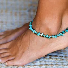 Поставка товаров; Летняя обувь без обуви; пляжные двухслойные украшения для ног; цепочка из бисера; необычный бирюзовый браслет на ногу