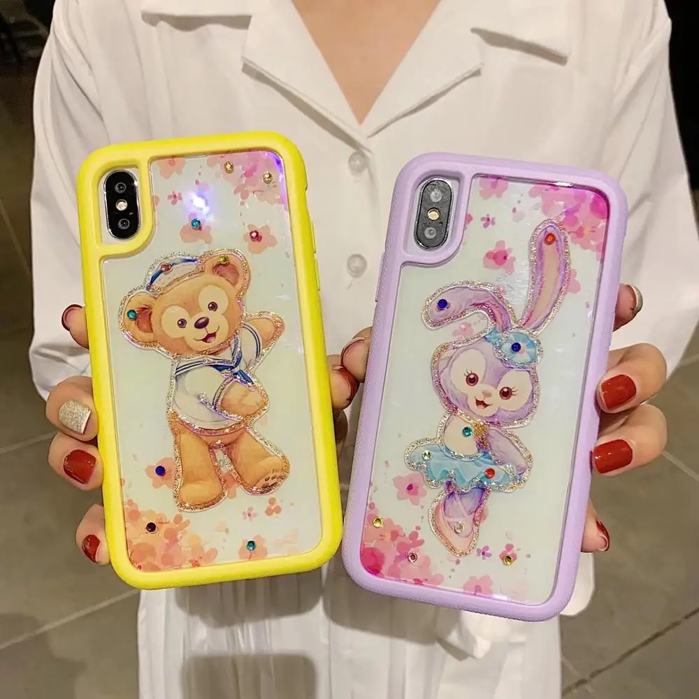 Милый мультфильм duffy пиво stelllalou силиконовая рамка Bling Diamond Blue Ray чехол для iPhone X XS MAX