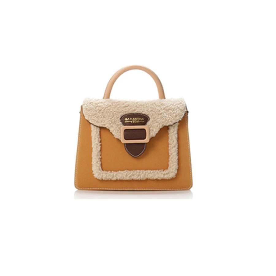 

New 2019 autumn/winter design plush denim chic trend with one shoulder slant across tote bag for ladies