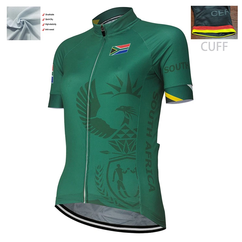 

SOUTH AFR[CA Ladies Retro Global Factory Road Team Classic Race Cycling Jersey Polyester Breathable Customizable Green