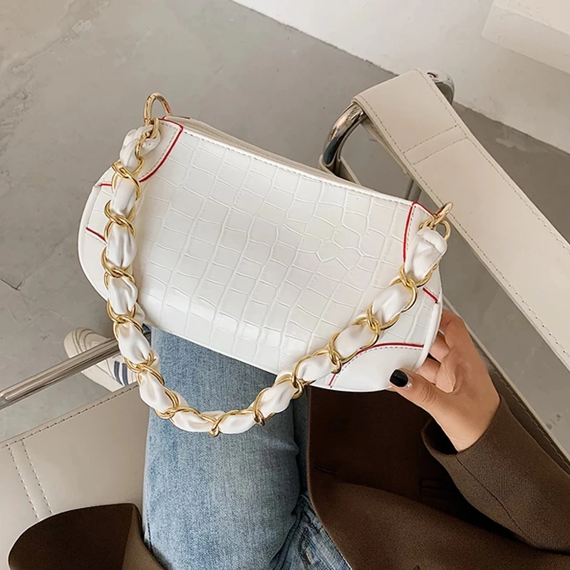 

Stone Pattern Small PU Leather Shoulder Bags For Women 2021 Lady Crossbody Bag Female Handbags Chain Design Hand Bags