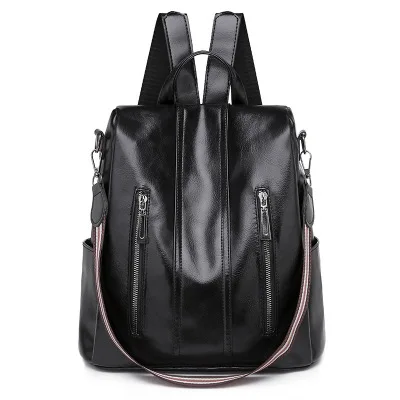 

Backpack Female Pu Soft Leather Korean Version of The Outdoor Anti-theft Multi-function Diagonal Package Practical Travel Large