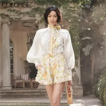 

Elegant Butterfly Embroidery Cotton Blouses Womens 2020 Runway Designers Long Sleeve White Shirts And Tops