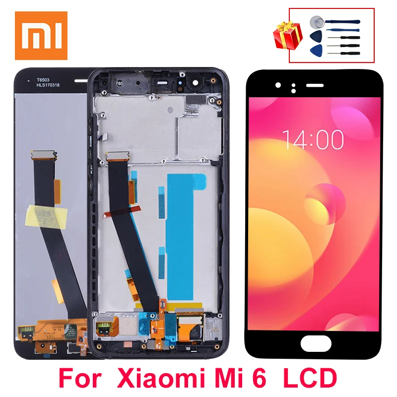 ЖК дисплей с сенсорным экраном и дигитайзером в сборе для Xiaomi Mi 6 запасные части рамкой Mi6 со сканером