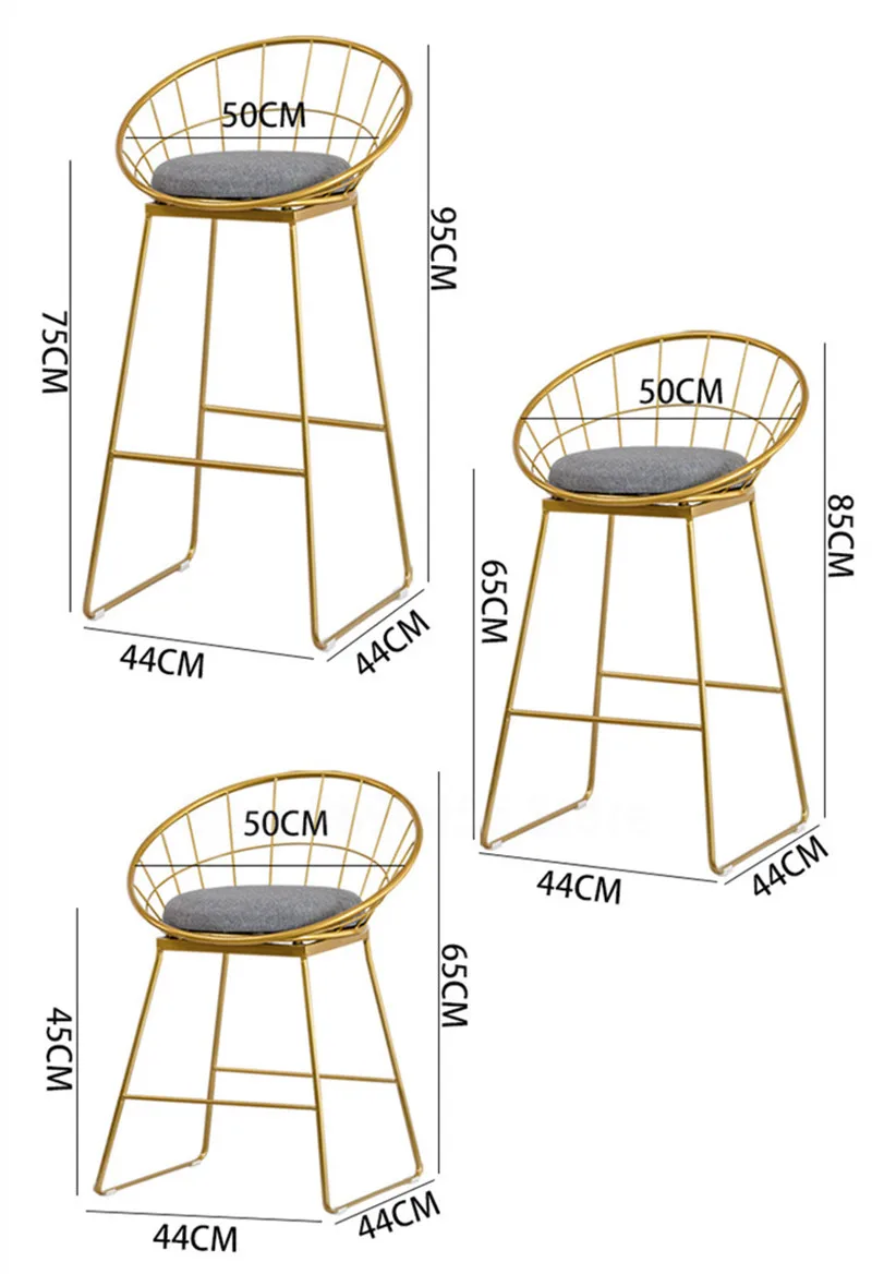 Simple High Chair Simple Wrought Iron Bar Stools Gold Stool Modern Chairs Dining Chair Nordic Leisure Bar Table Chairs