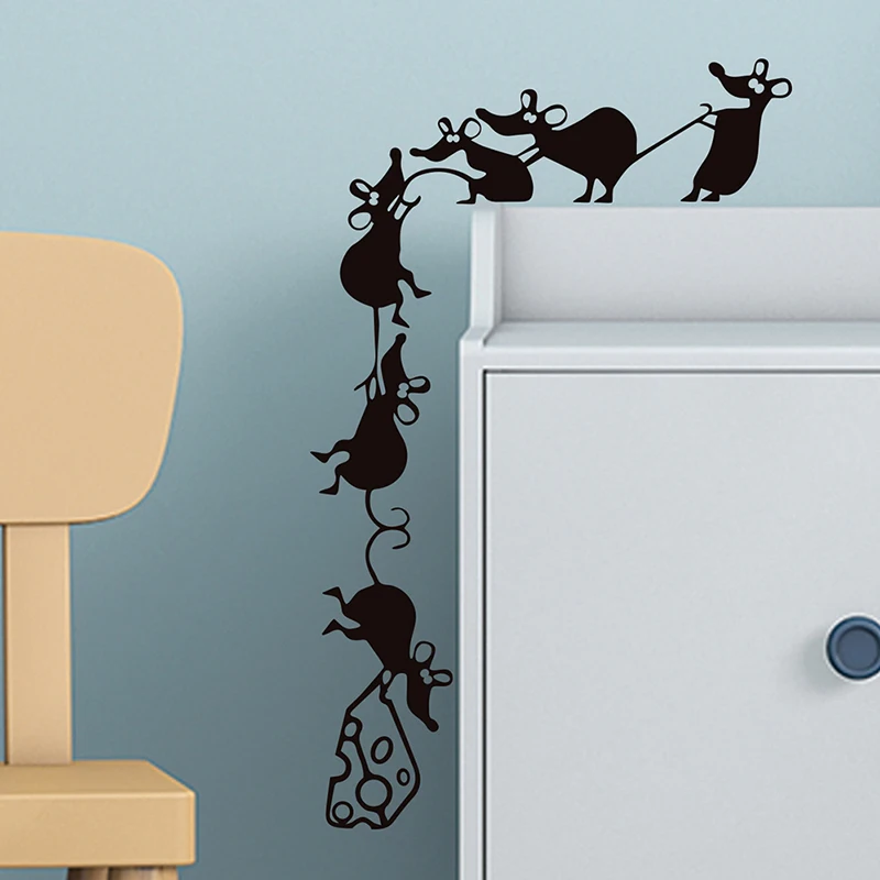 1pcs Little Mouse Carrying Food Wall Sticker Wallpaper Funny Climbing Cheese Light Switch Mural Decal Pvc | Дом и сад