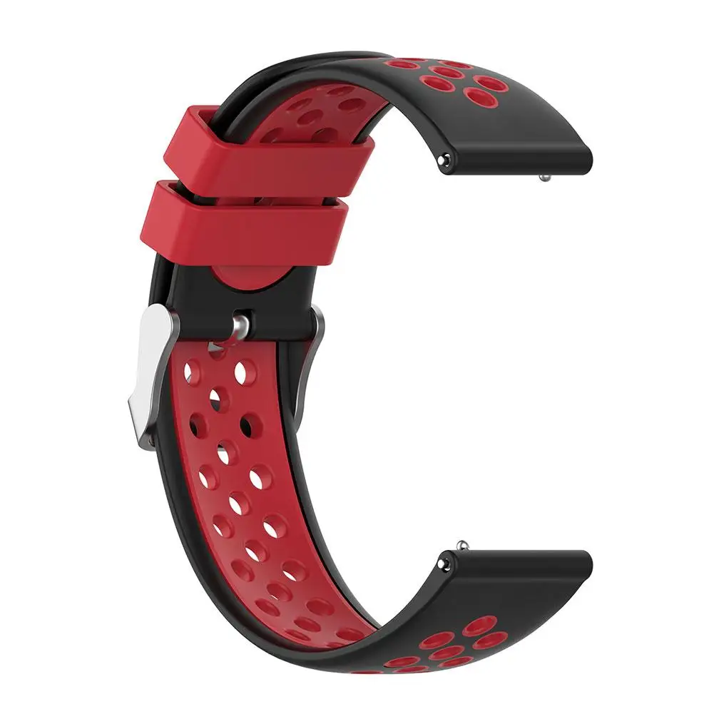 Black Red Силиконовые спортивные дышащие часы ремешок для samsung Galaxy Watch Active 2 Смарт-часы 20 мм Универсальный - Цвет: Black Red
