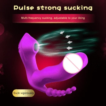 3 in 1 Sucking Dildo Vibrator Vagina Clitoris Stimulator Wearable Anal Plug Oral Suction Erotic Sex Toys for Women Masturbator 2