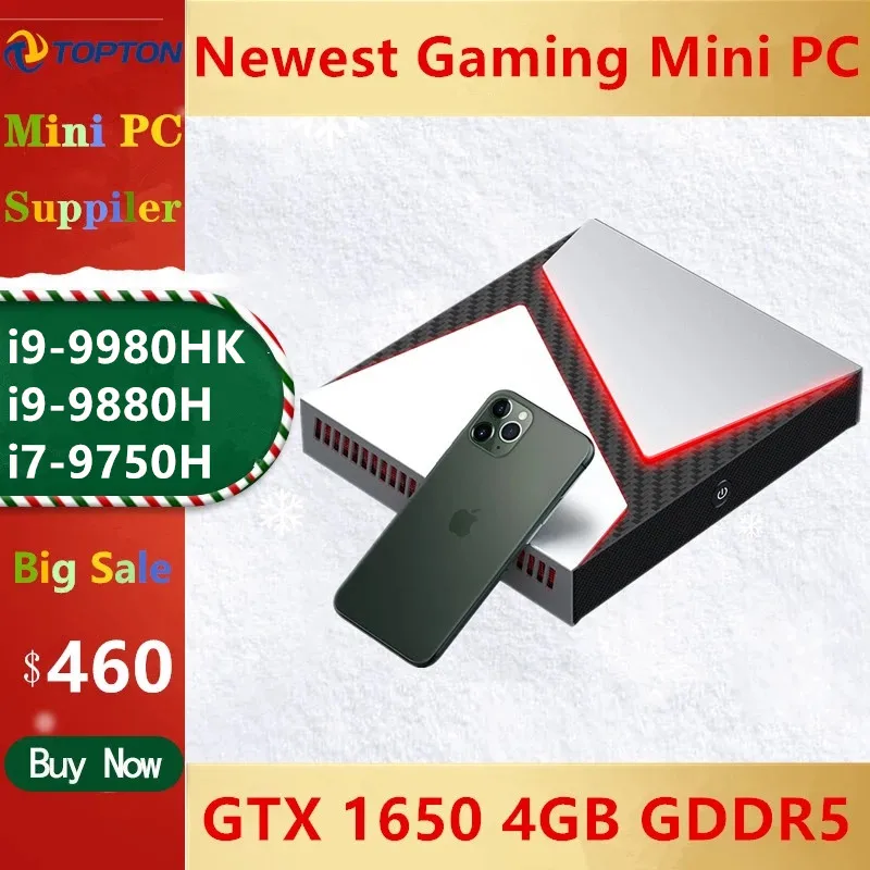Toptop más juegos de Mini PC i9-9980HK Core i7 9750H Nvidia GTX 1650 4GB computadora de escritorio 2 * DDR4 M.2 NVME Windows 10 4K DP HDMI