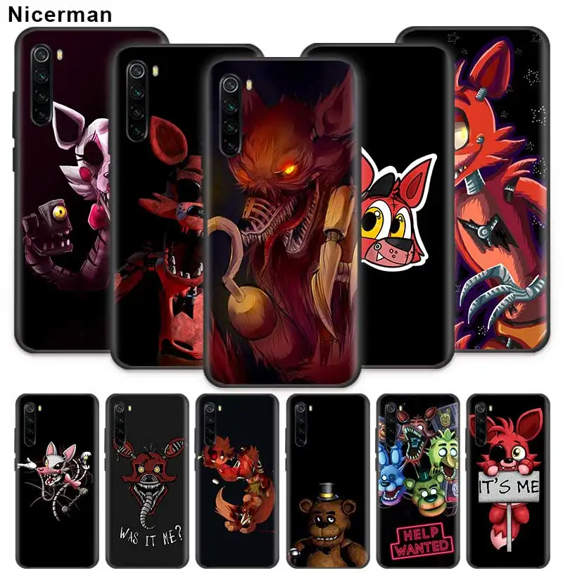 Чехол Fnaf плюшевый Foxy для Xiaomi Redmi Note 9S 9 Max 7 8 8T 6 K30 Zoom K20 Pro 8A черный силиконовый чехол
