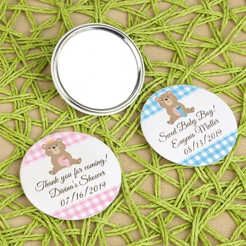 

50x Personalized Baby Shower Souvenir Favors For Guest Custom Pocket Mirror Baby Shower Return Gift Giveaway Purse Makeup Mirror