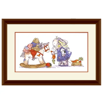 

Hand Embroidered Hanging Painting Cross Stitch Kit Precision Printing XT26 Cute Cartoon Bunny Trojan Children's Bedroom