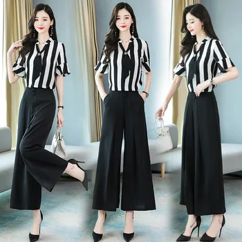 

Oriental clothing fashion wide-leg pants suit female summer 2020 summer new printed short-sleeved net red fashion two-piece suit