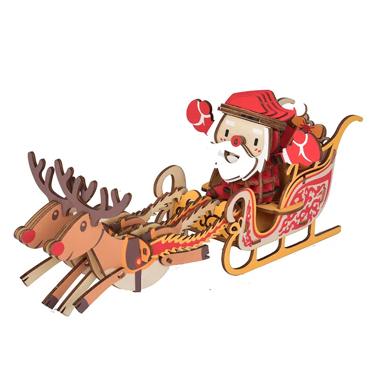 Santa Claus 3D головоломка, деревянные игрушки, лазерная резка, мозаика, Рождество, сделай сам, модель, набор для сборки, для детей, Обучающие, Обучающие, деревянные игрушки для детей - Цвет: Santa Claus