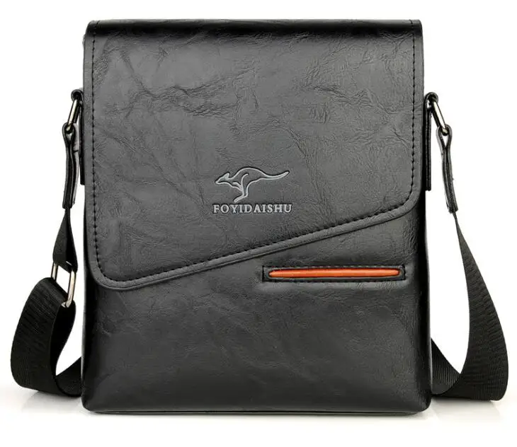 Мужская сумка из искусственной кожи, деловая офисная мужская сумка-мессенджер, мужской портфель, сумочка для документов, портфель, сумки на плечо для мужчин черного цвета - Цвет: Черный
