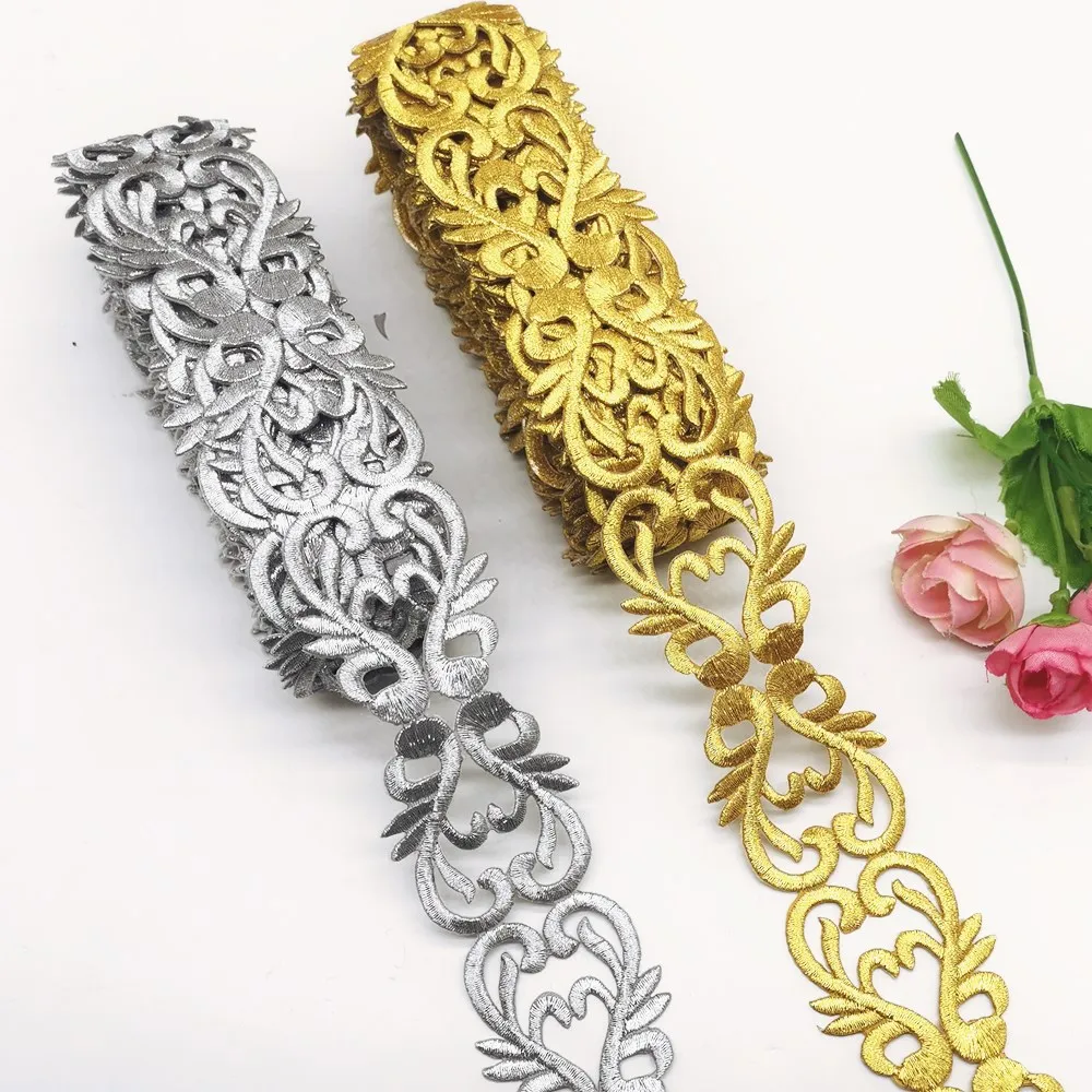 Gold Embroidered Ribbon Gold Ribbon Sew Lace Lace Cosplay Costume