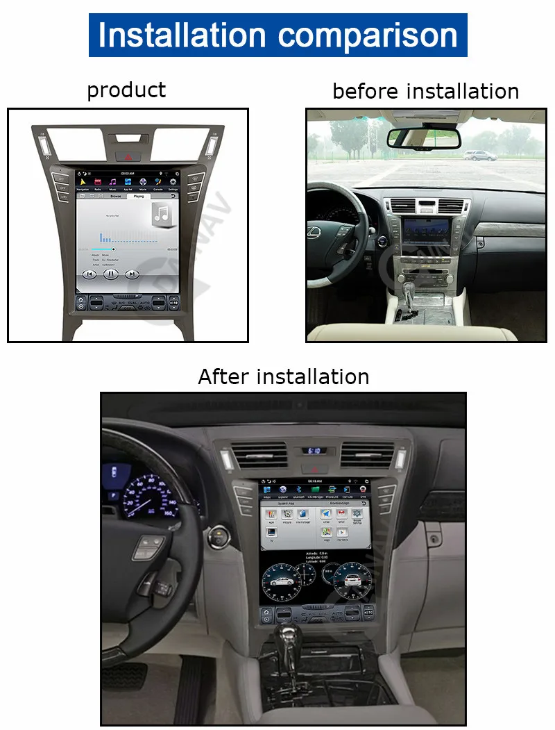 12.1 inch car radio GPS navigation For-LEXUS LS460 2006-2012 car DVD player vertical screen Android support carplay