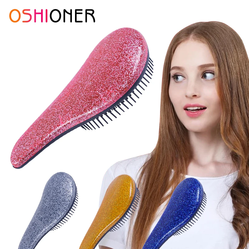 1pcs Tangle Detangling Comb Hair Brush Comb Bling Glitter Magic Handle