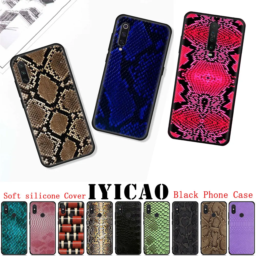 Soft silicone Cover for Xiaomi Mi 8 9 A2 SE Lite Pro 6 F1 A1 5X A3 Black Phone Case snake skin art | Мобильные телефоны и