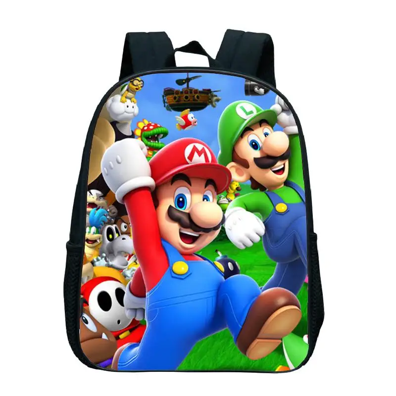 Mochila escolar de Super Mario para niños pequeños, bonito patrón Popular, mochila de guardería, bolsa preescolar de 12 pulgadas