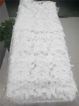 

Factory Offers High Quality white Flying Saucer Pattern African Tulle Lace with Heavier Stones Fabric For Wedding Dress Winn281