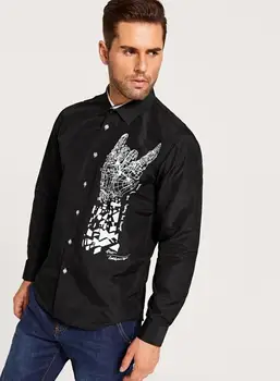 

Fashion Male Shirt Long-Sleeves Tops Print Classic 8 Styles Shirt Mens Dress Shirts Slim Men Shirt