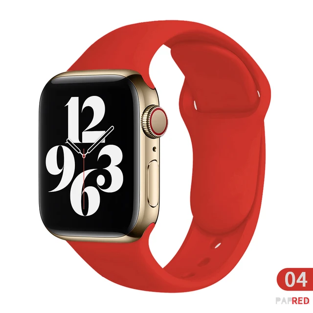 Soft Silicone Sport Band for Apple Watch SE 7 Series 44MM 40MM rubber Watchband Strap on smart iWatch 654321 42MM 38MM bracelet Red