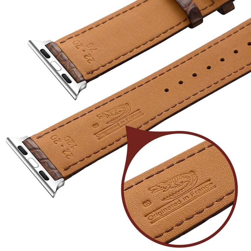 Ремешок для Apple watch band 5 4 44 мм 40 Франция Аллигатор Натуральная кожа correa iwatch 3 2 42 38