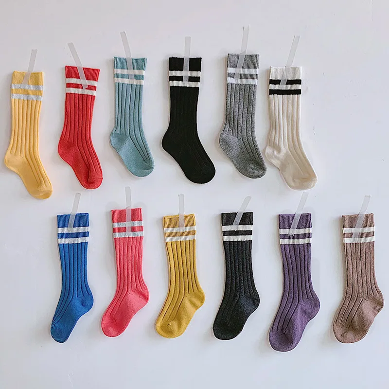 Новое поступление детские носки Одноцветный, в полосочку Дети носки Модные гольфы для девочек и мальчиков детские вещи