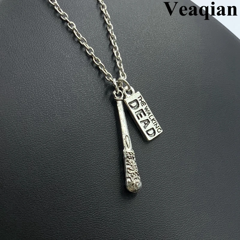 

1 charm pendant necklace, walking dead meat / card / stick alloy pendant, men and women necklace jewelry.