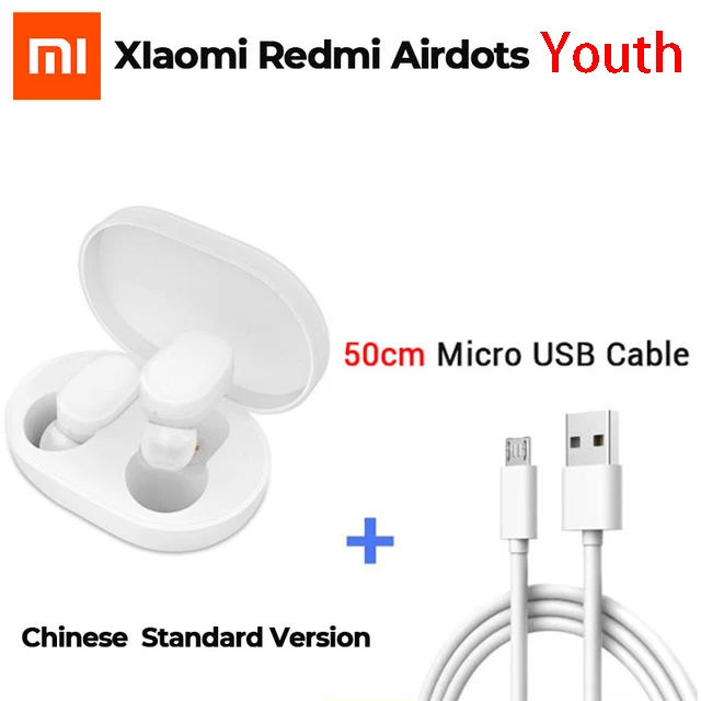 Original Xiaomi AirDots Bluetooth 5.0 Earphones Youth Edition Mi True Wireless In-ear Earbuds Bluetooth 5.0 TWS Air Dots Headset Airdots add Cable