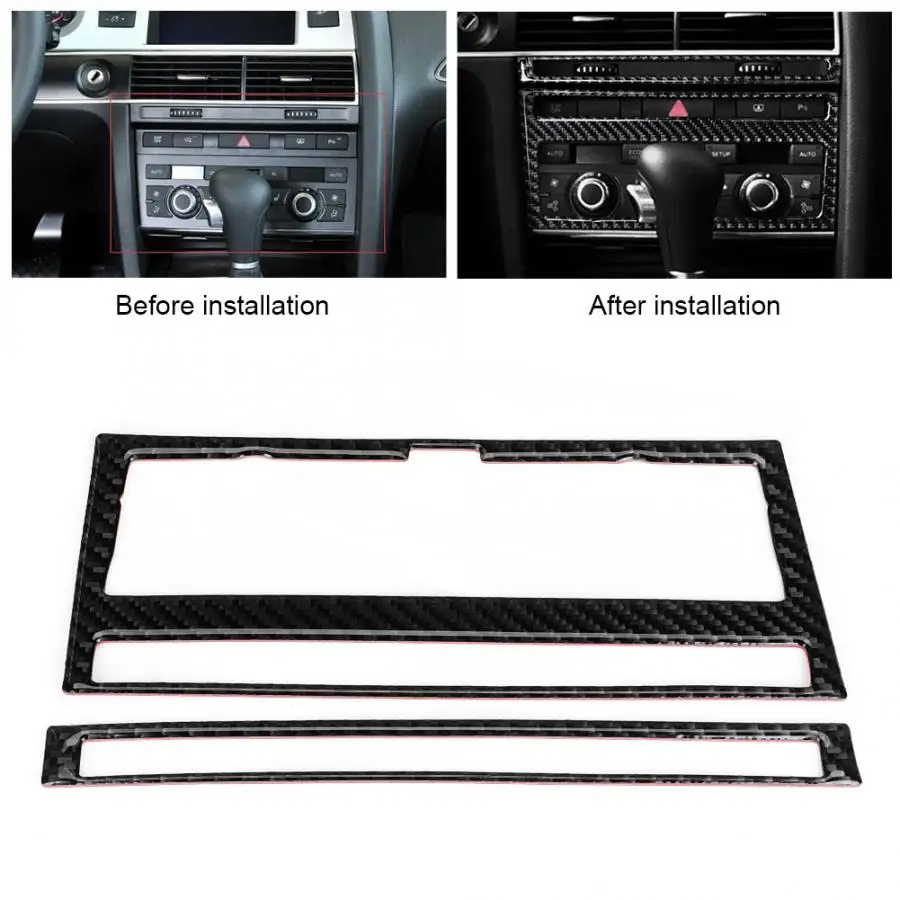 Автомобильная внутренняя кондиционер CD панель наклейка, пригодная для Audi A6 2005 2006 2007 2008 2009 2010 2011 углеродное волокно
