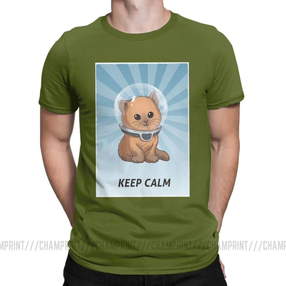 Винтаж Subnautica Keep Calm майки котенок для мужчин чистый хлопок футболки игры море Левиафан жнец Дайвинг рыба короткий рукав тройник - Цвет: Армейский зеленый