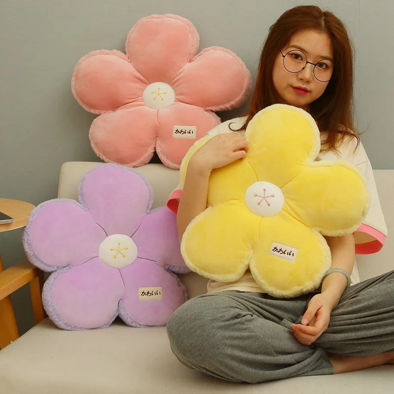 Candy Colors Daisy Sun Flowers Cherry Plush Stuffed Chair Cushion