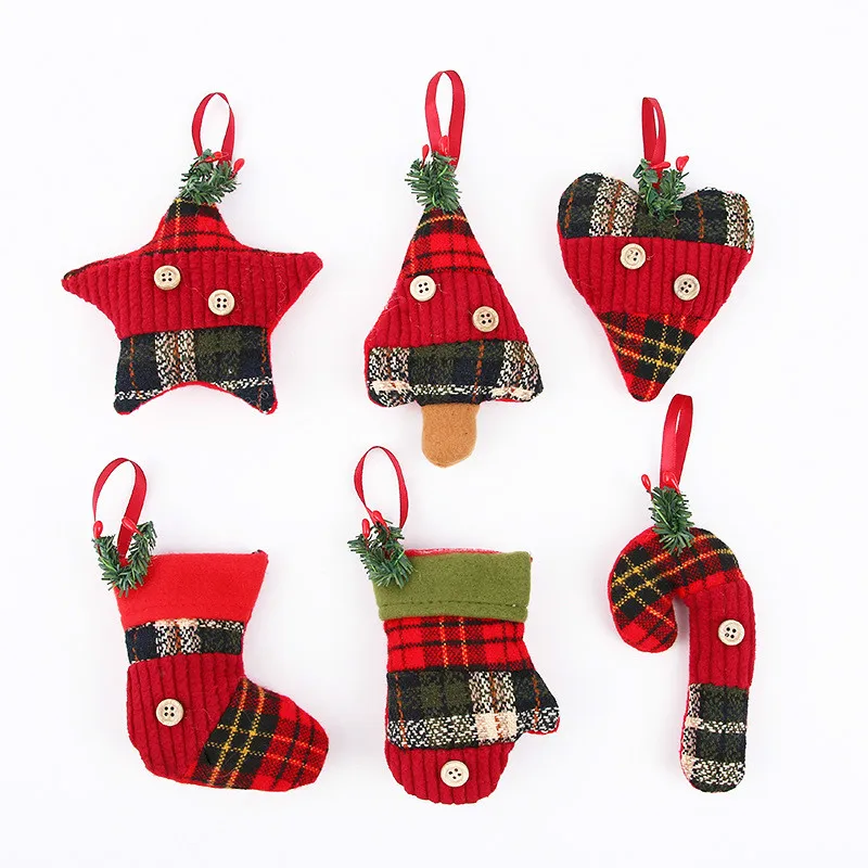 Рождественские украшения орнаменты ткань носки перчатки трость Рождественская елка кулон рождественские украшения для дома открытый подвески