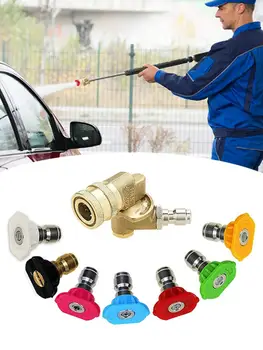 

8PCS 1/4 Inch 3.0GPM Pressure Washer Tips Nozzles Quick Connecting Pivoting Adapter Coupler With 5 Rotation Angles