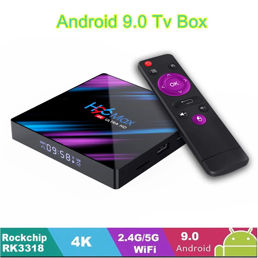 Смарт ТВ-приставка H96 Max Rk3318 4k Android 9 0 4 ГБ 64 H96max 2 4g Wi-Fi Bt4.0 Netflix Youtube медиаплеер |