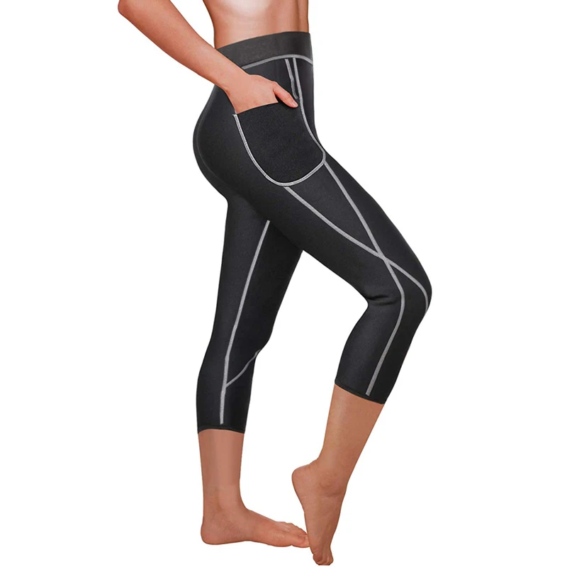 Calf Length Легинсы Для Йоги в стиле пэчворк потеря веса, похудения брюки Для женщин тренажерный зал боди карман термо пот леггинсы Фитнес леггинсы - Цвет: Calf Length