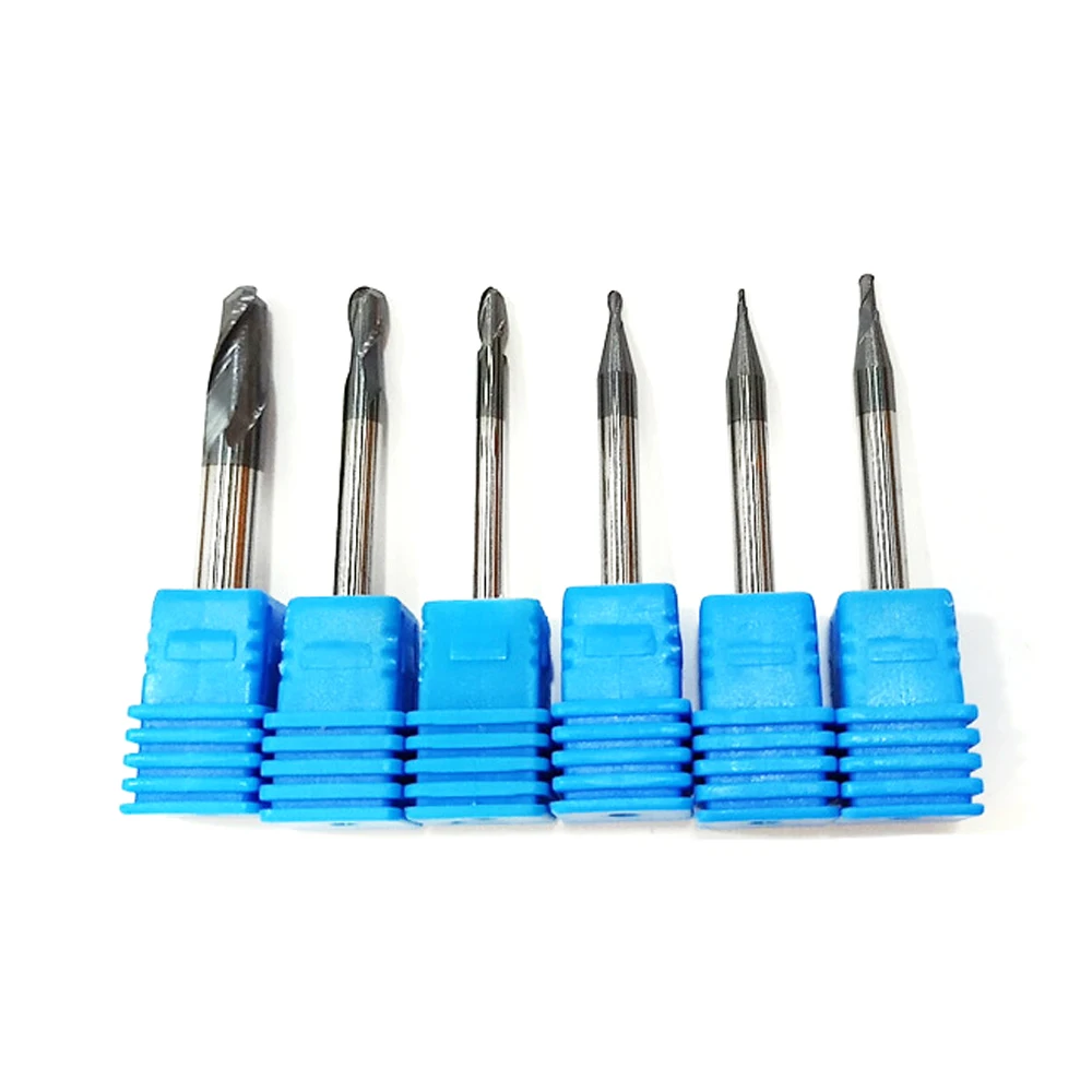 

6pcs 45 Degree Tungsten Steel Milling Cutter Two Blade Ball Nose End Mill Tools